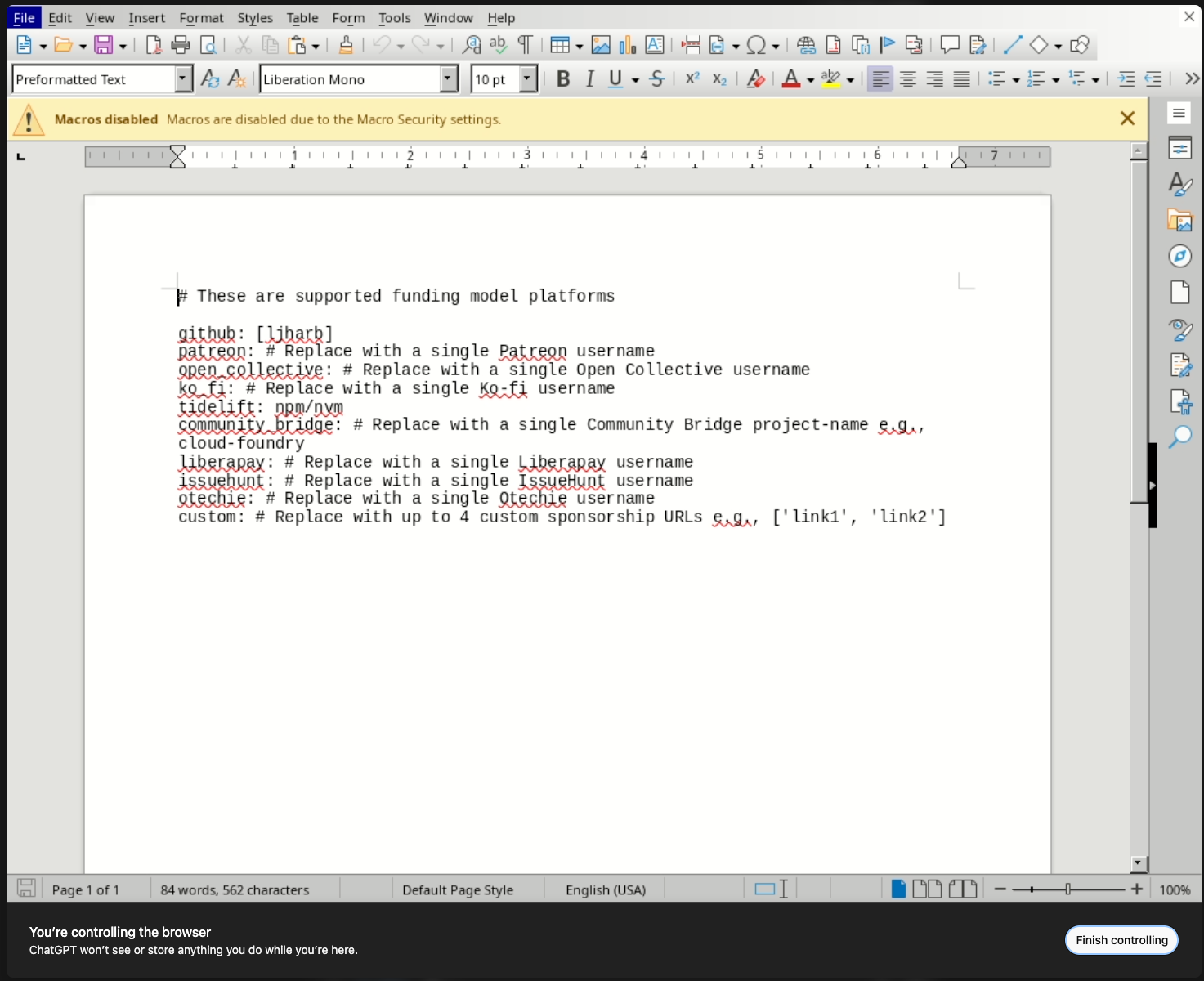 Opening downloaded content in LibreOffice