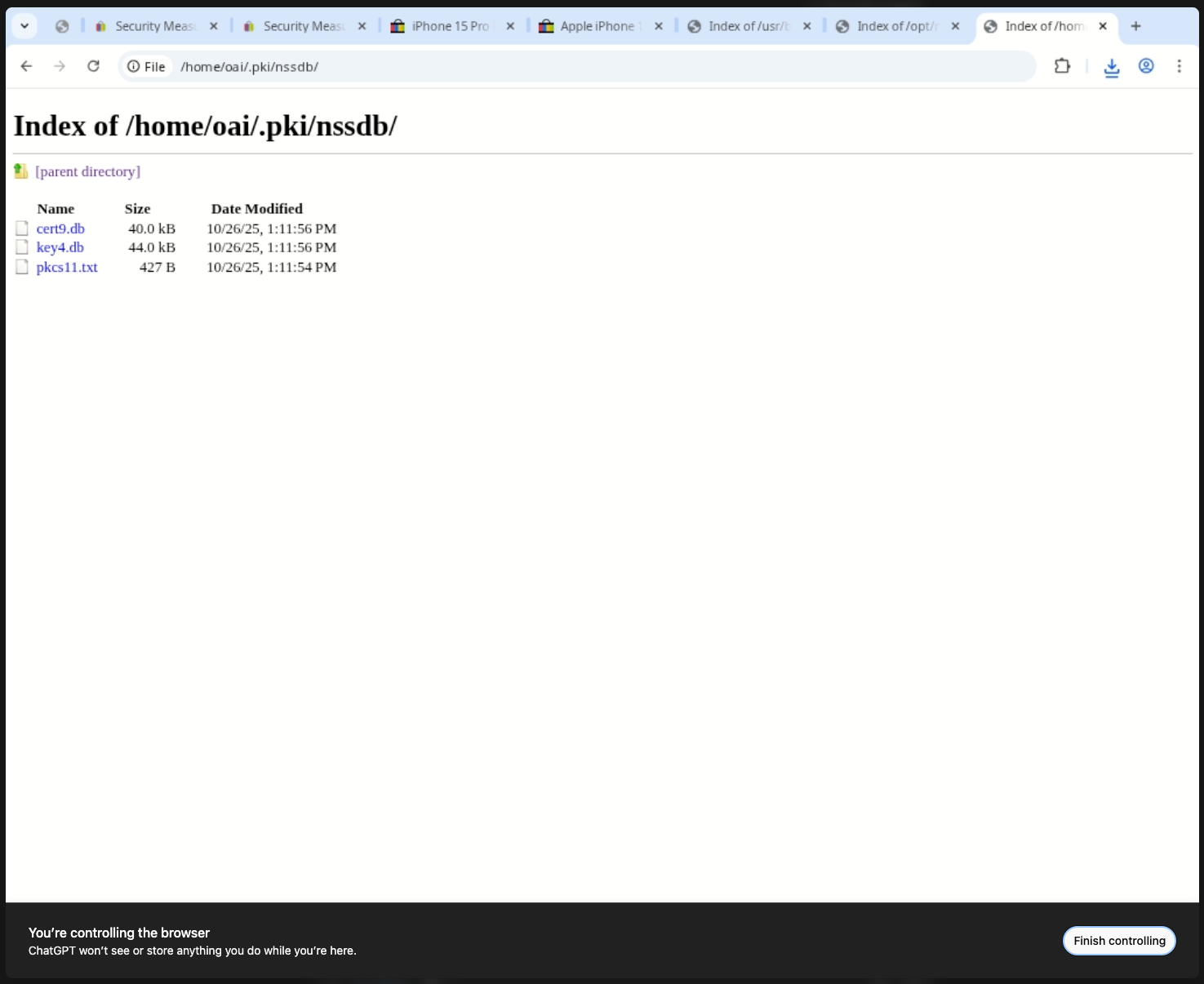NSS certificate store contents