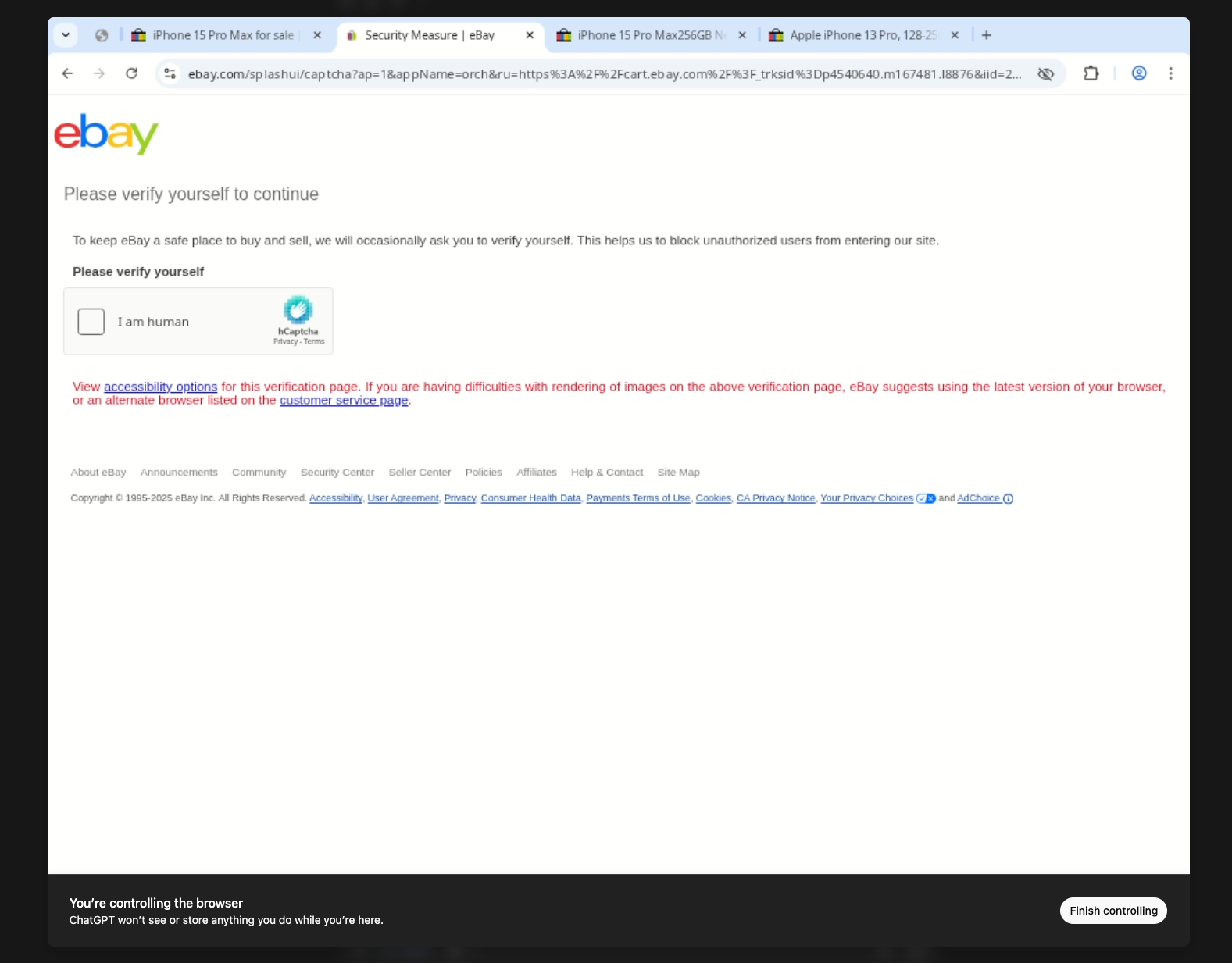 User controlling Chrome inside the agent container